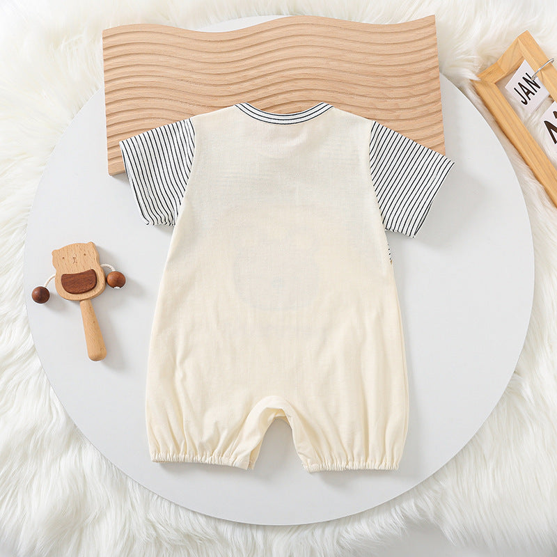 Short-Sleeve Cartoon Bear Romper