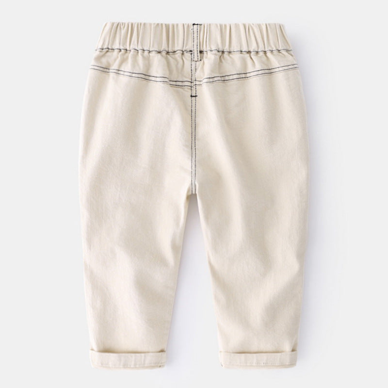Soft Solid Color Cotton Trousers