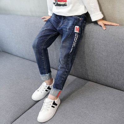 Kids Boys Jeans Baby Clothes Classic Pants Children Denim Clothing Boy Casual Bowboy Long Trousers 5-13Y