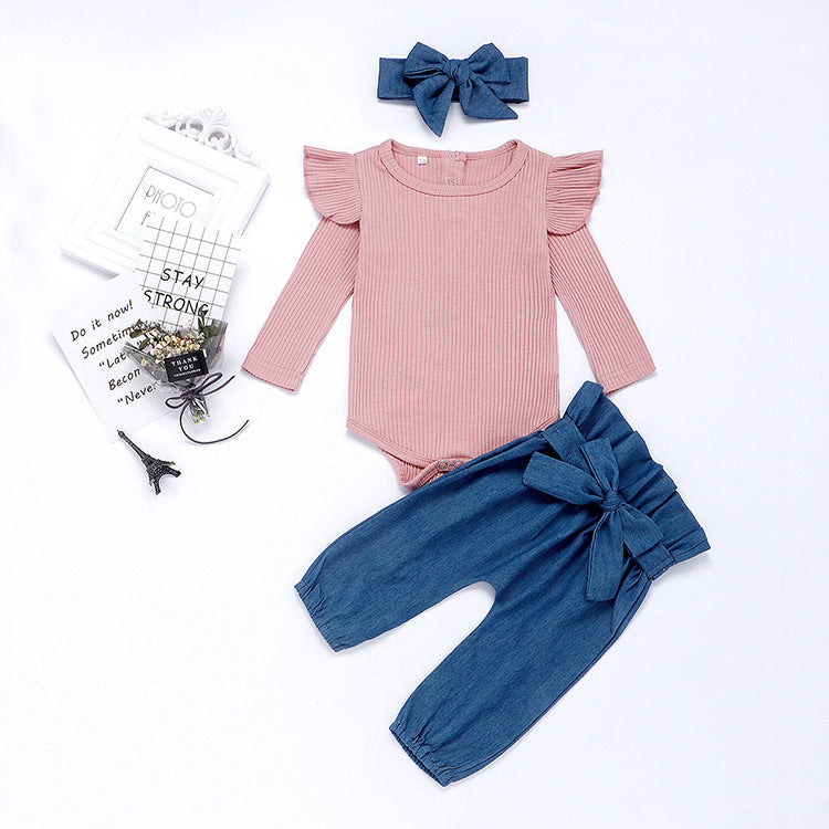 Soft Ribbed Ruffle & Pants Set