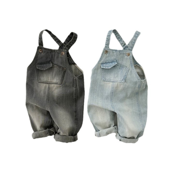New Boys And Girls Small And Older Kids Retro One-piece Soft Jeans Casual