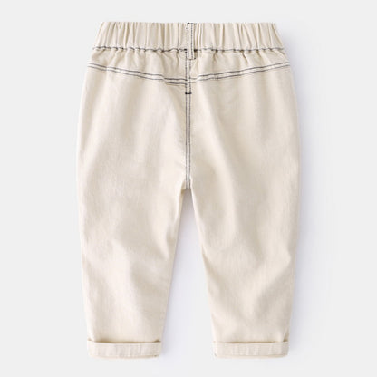 Soft Solid Color Cotton Trousers