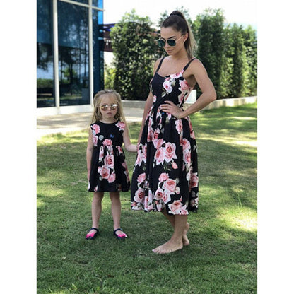 Printed Sling Dresses for Mom & Daughter