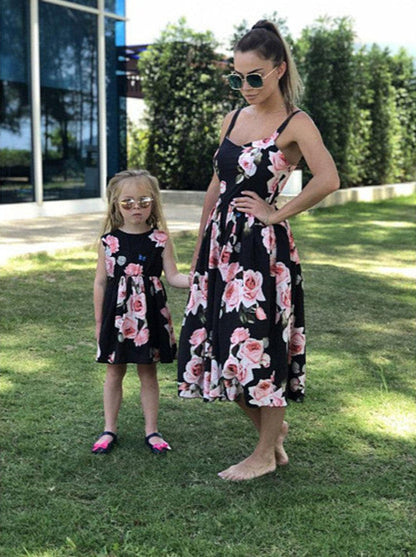 Printed Sling Dresses for Mom & Daughter