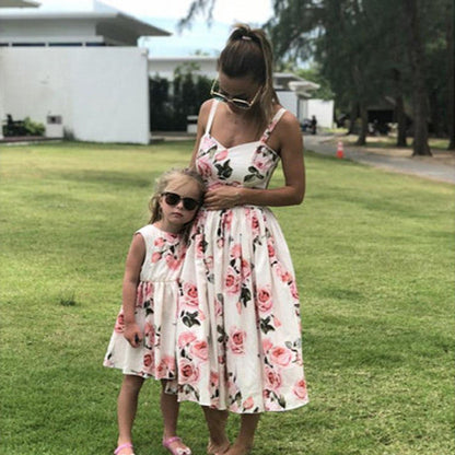 Printed Sling Dresses for Mom & Daughter
