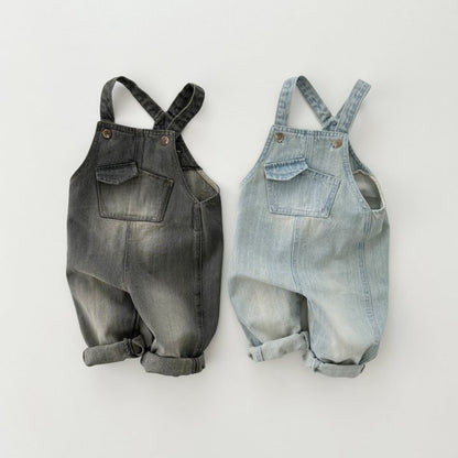 New Boys And Girls Small And Older Kids Retro One-piece Soft Jeans Casual