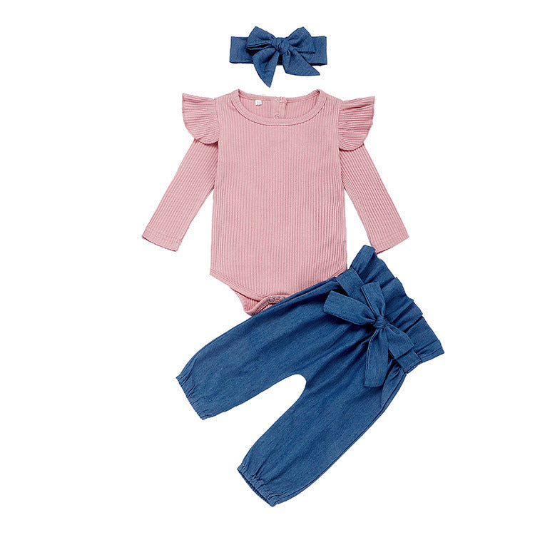 Soft Ribbed Ruffle & Pants Set