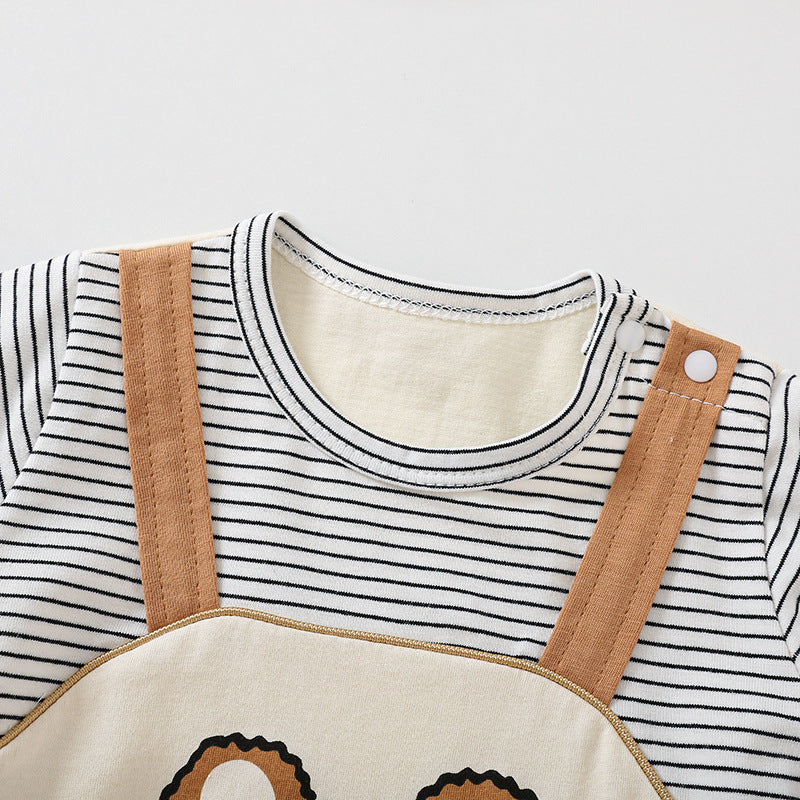 Short-Sleeve Cartoon Bear Romper