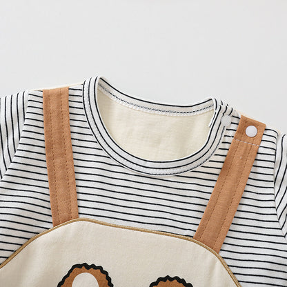 Short-Sleeve Cartoon Bear Romper