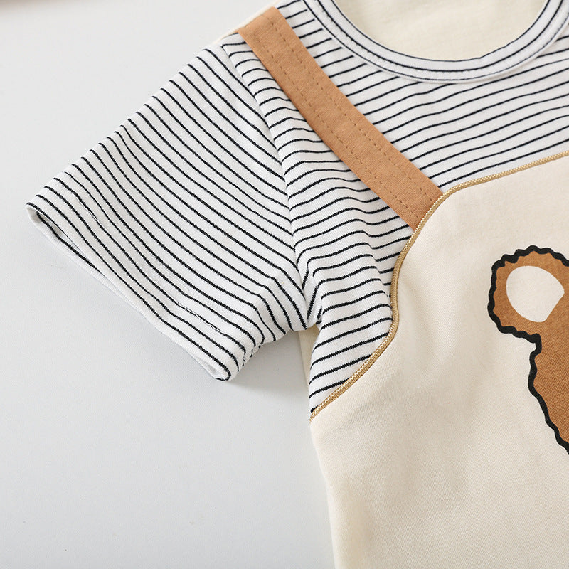 Short-Sleeve Cartoon Bear Romper